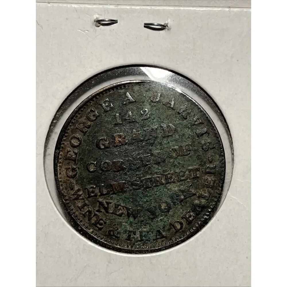 George A. Jarvis New York Hard Times Token, F-Great Detail,R- Sm Bend No Reserve
